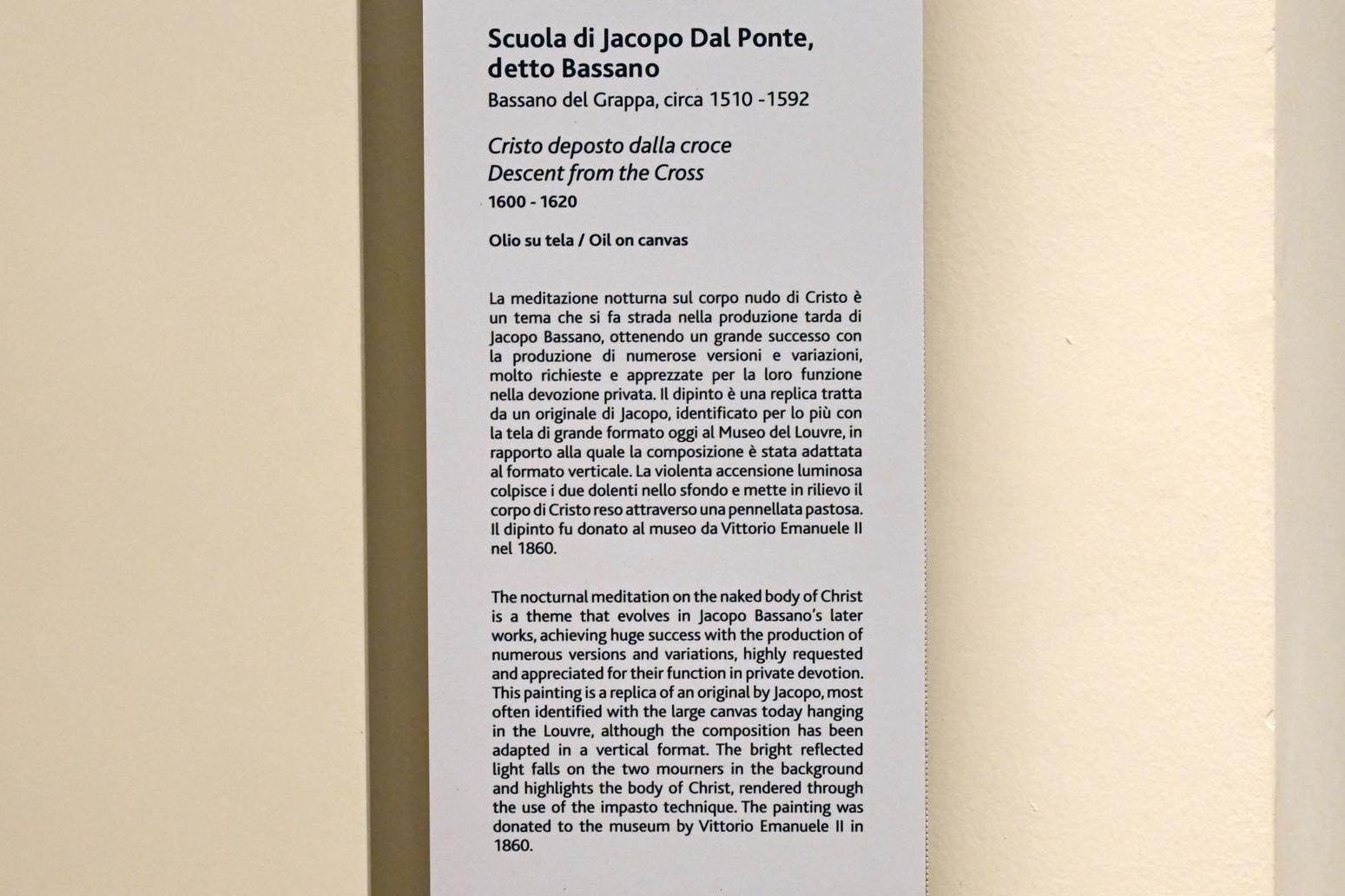 Jacopo Bassano (Schule) (1592), Kreuzabnahme Christi, Turin, Galleria Sabauda, Saal 15, 1600–1620, Bild 2/2