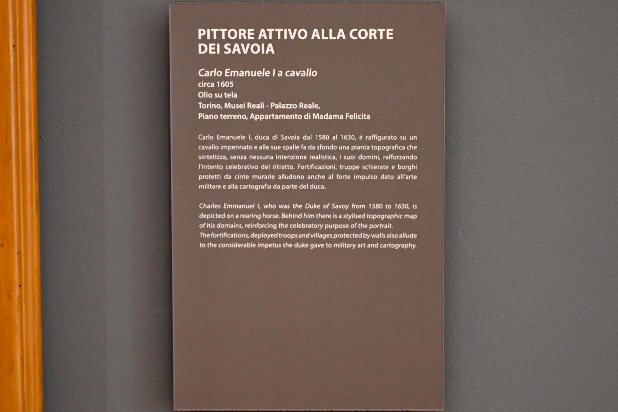 Karl Emanuel I. zu Pferde, Turin, Galleria Sabauda, Porträtgalerie 3, um 1605, Bild 2/2