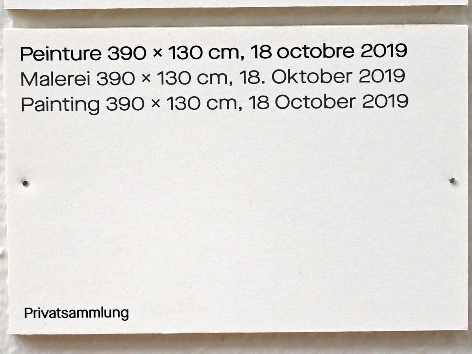 Pierre Soulages (1946–2019), Malerei 390 x 130 cm, 18. Oktober 2019, Chemnitz, Kunstsammlungen am Theaterplatz, Ausstellung "Soulages" vom 28.03.-25.07.2021, Saal 1, 2019, Bild 2/2