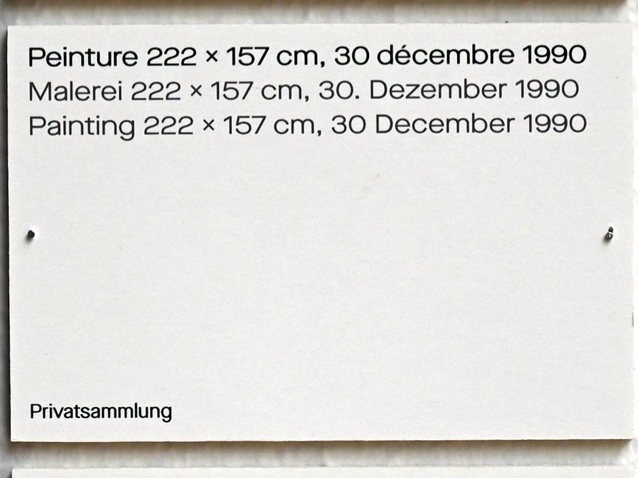 Pierre Soulages (1946–2019), Malerei 222 x 157 cm, 30. Dezember 1990, Chemnitz, Kunstsammlungen am Theaterplatz, Ausstellung "Soulages" vom 28.03.-25.07.2021, Saal 1, 1990, Bild 2/2