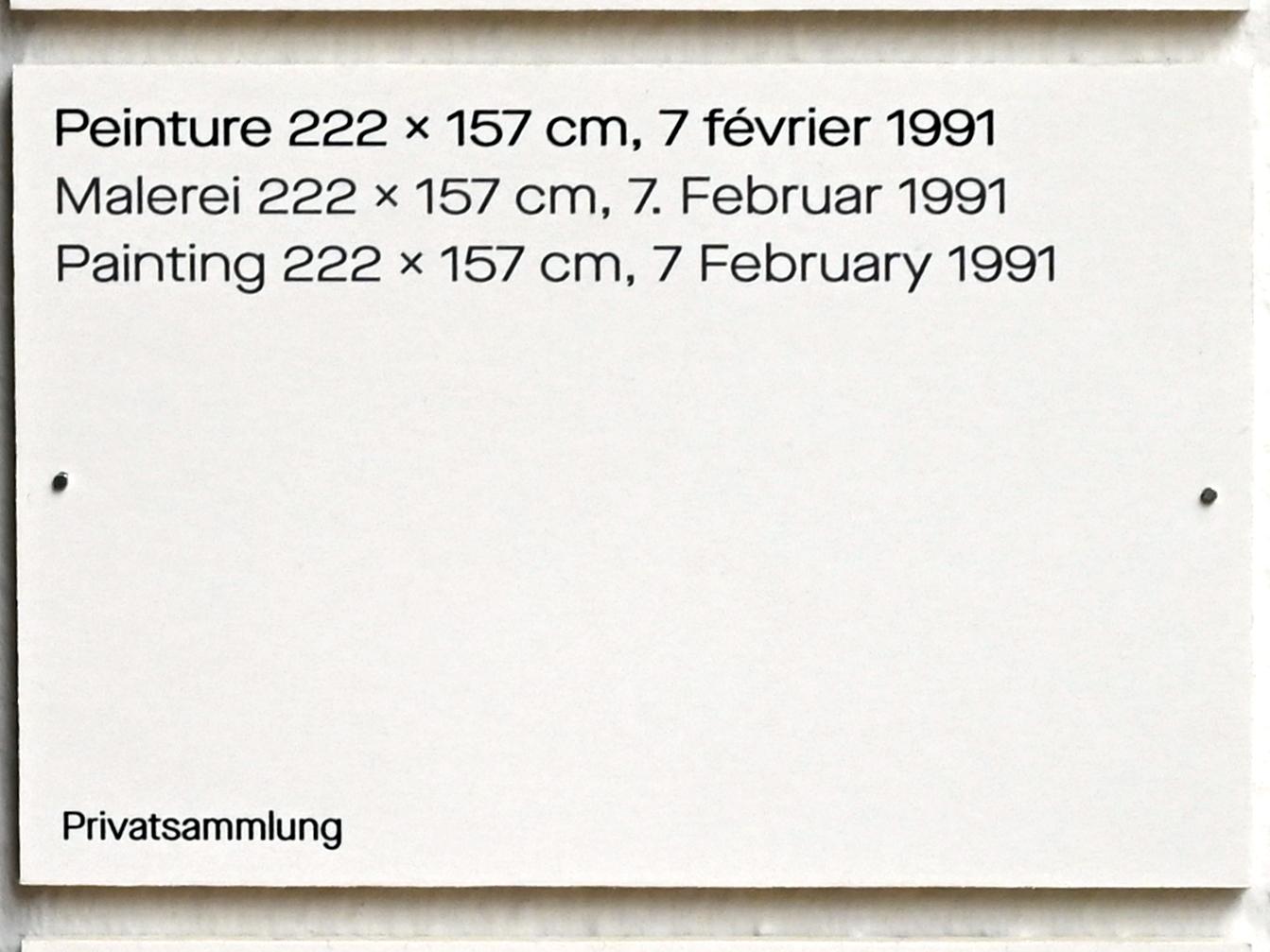 Pierre Soulages (1946–2019), Malerei 222 x 157 cm, 7. Februar 1991, Chemnitz, Kunstsammlungen am Theaterplatz, Ausstellung "Soulages" vom 28.03.-25.07.2021, Saal 1, 1991, Bild 2/2