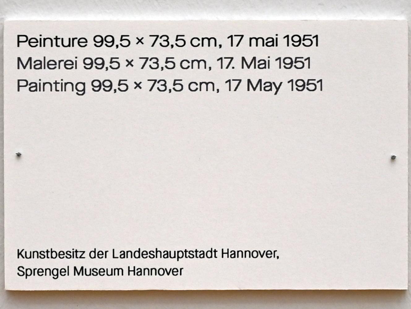 Pierre Soulages (1946–2019), Malerei 145 x 97,5 cm, Anfang 1949, Chemnitz, Kunstsammlungen am Theaterplatz, Ausstellung "Soulages" vom 28.03.-25.07.2021, Saal 5, 1949, Bild 2/2