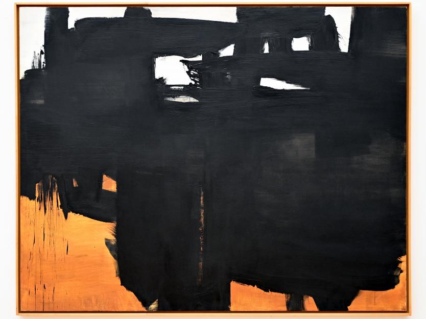 Pierre Soulages (1946–2019), Malerei 159 x 202 cm, 13. September 1966, Chemnitz, Kunstsammlungen am Theaterplatz, Ausstellung "Soulages" vom 28.03.-25.07.2021, Saal 6, 1966, Bild 1/2
