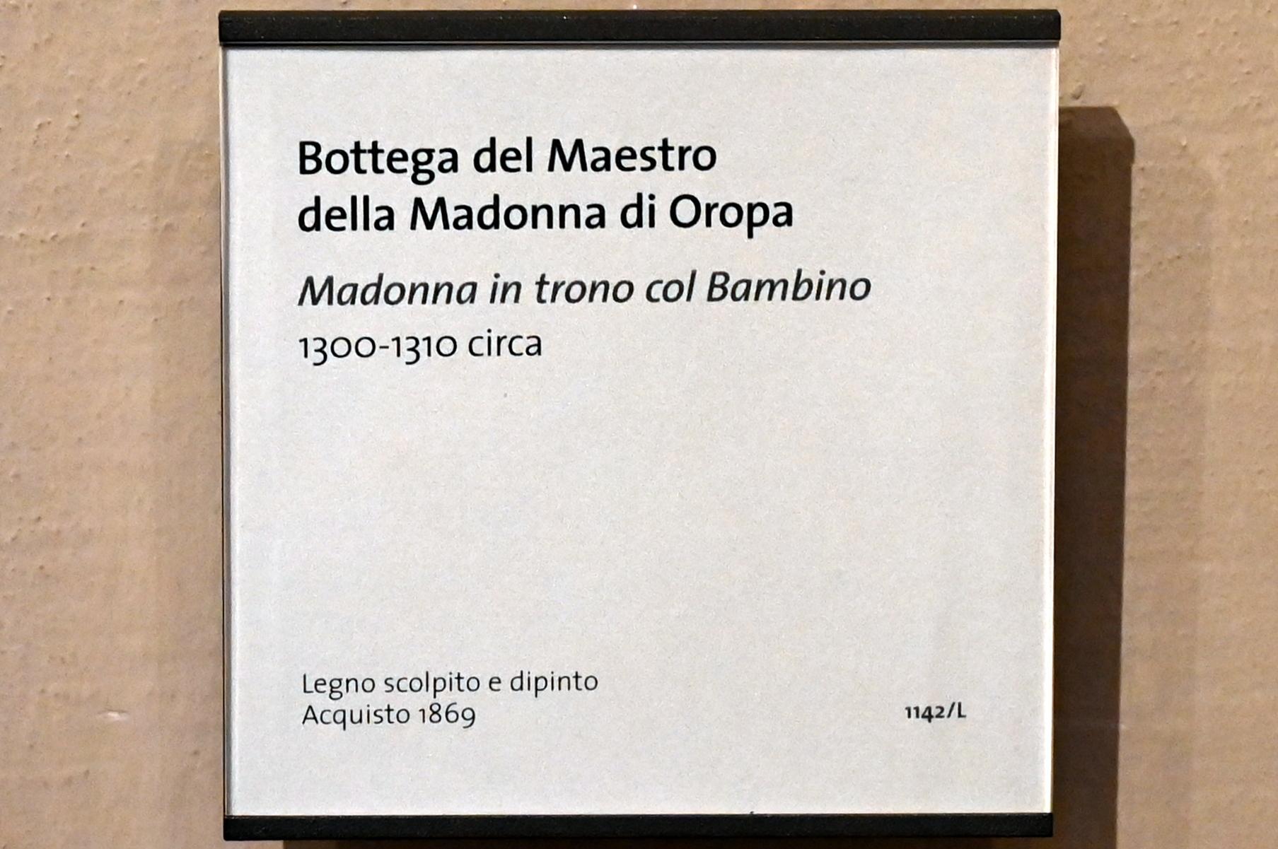 Meister der Madonna von Oropa (Werkstatt) (1290–1305), Thronende Maria mit Kind, Turin, Museo civico d'arte antica, Saal 1, um 1300–1310, Bild 2/2