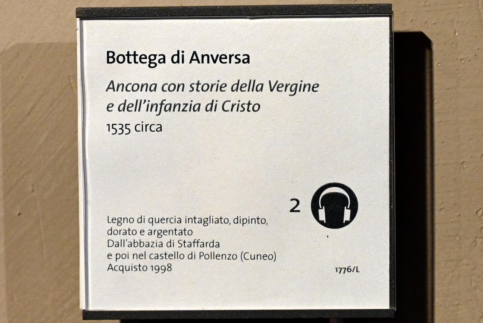 Altaraufsatz, Revello, Kloster Staffarda, jetzt Turin, Museo civico d'arte antica, Saal 2, um 1535, Bild 2/2