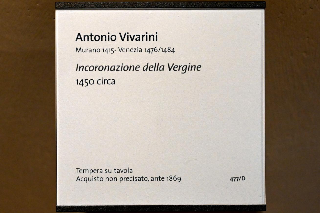 Antonio Vivarini (Antonio da Murano) (1447–1451), Krönung Mariens, Turin, Museo civico d'arte antica, Saal 3, um 1450, Bild 2/2