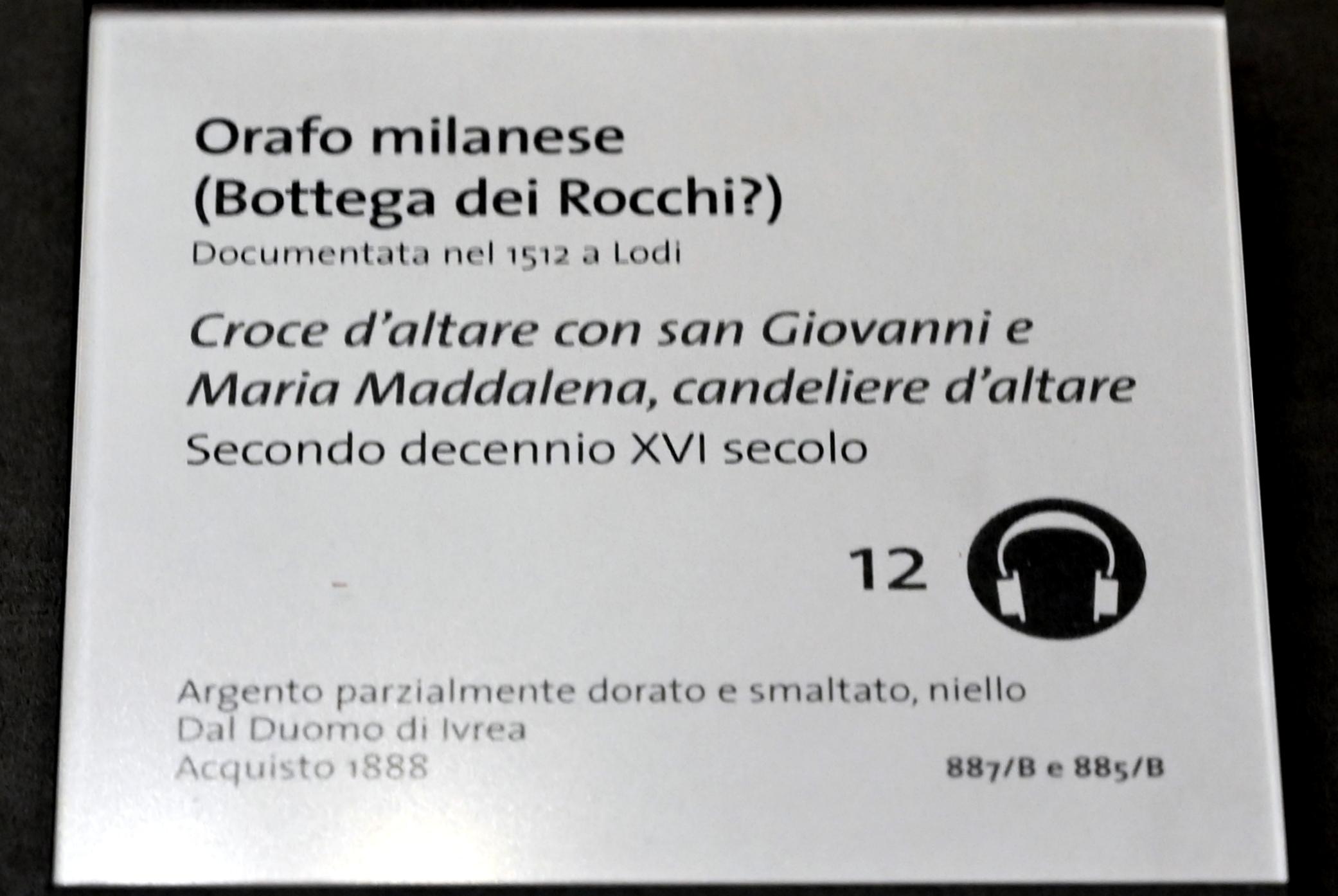 Altarkreuze mit Johannes und Maria Magdalena, Altarleuchter, Ivrea, Dom von Ivrea, jetzt Turin, Museo civico d'arte antica, Saal 3, um 1510–1520, Bild 4/4