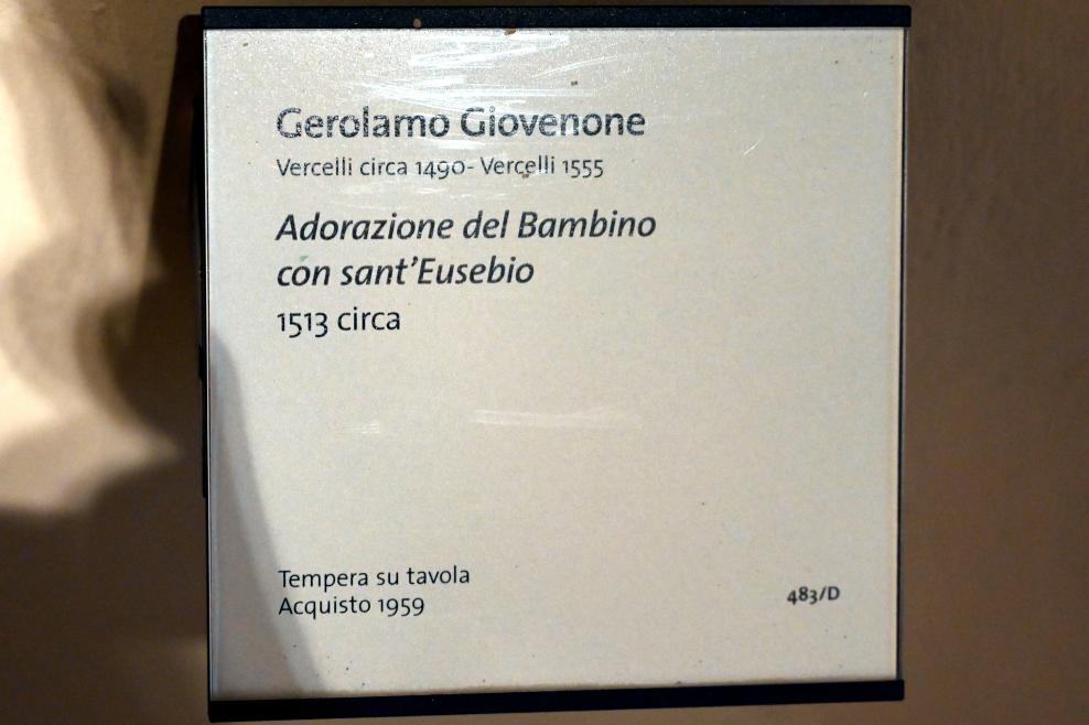 Gerolamo Giovenone (1511–1537), Anbetung des Kindes mit dem Heiligen Eusebius, Turin, Museo civico d'arte antica, Saal 3, um 1513, Bild 2/2