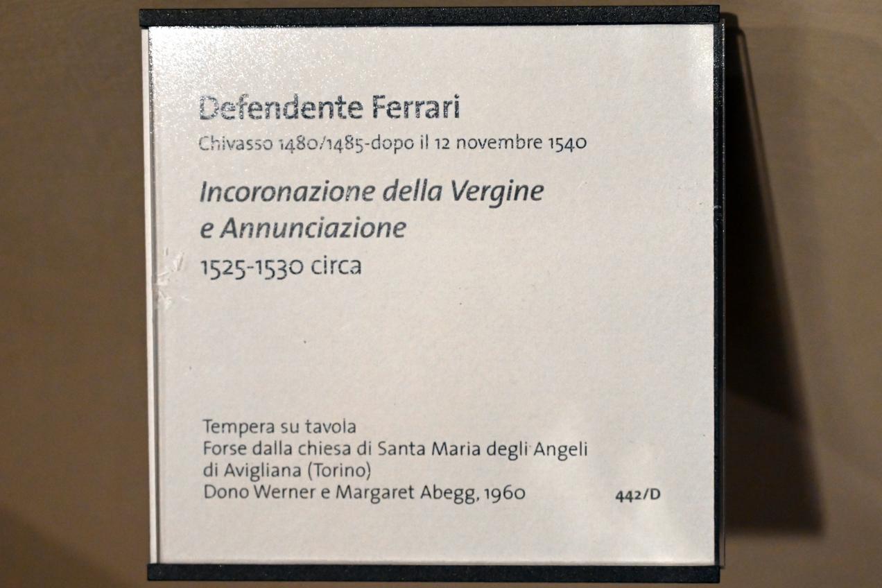Defendente Ferrari (1504–1532), Krönung Mariens und Verkündigung, Turin, Museo civico d'arte antica, Saal 5, um 1525–1530, Bild 2/2