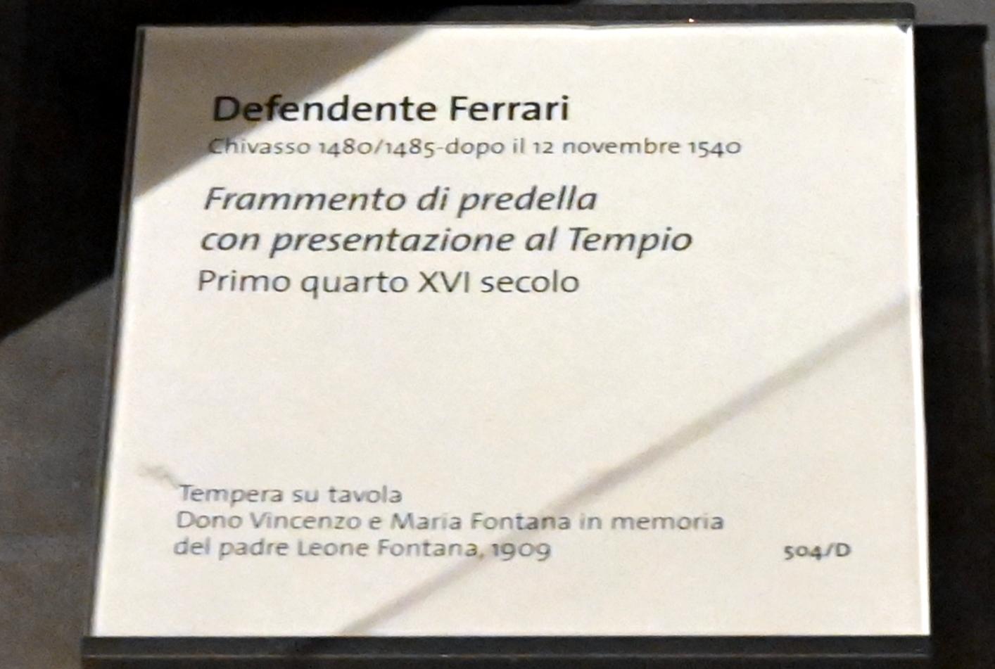 Defendente Ferrari (1504–1532), Fragment einer Predella mit der Darstellung des Herrn, Turin, Museo civico d'arte antica, Saal 5, 1. Viertel 16. Jhd., Bild 2/2