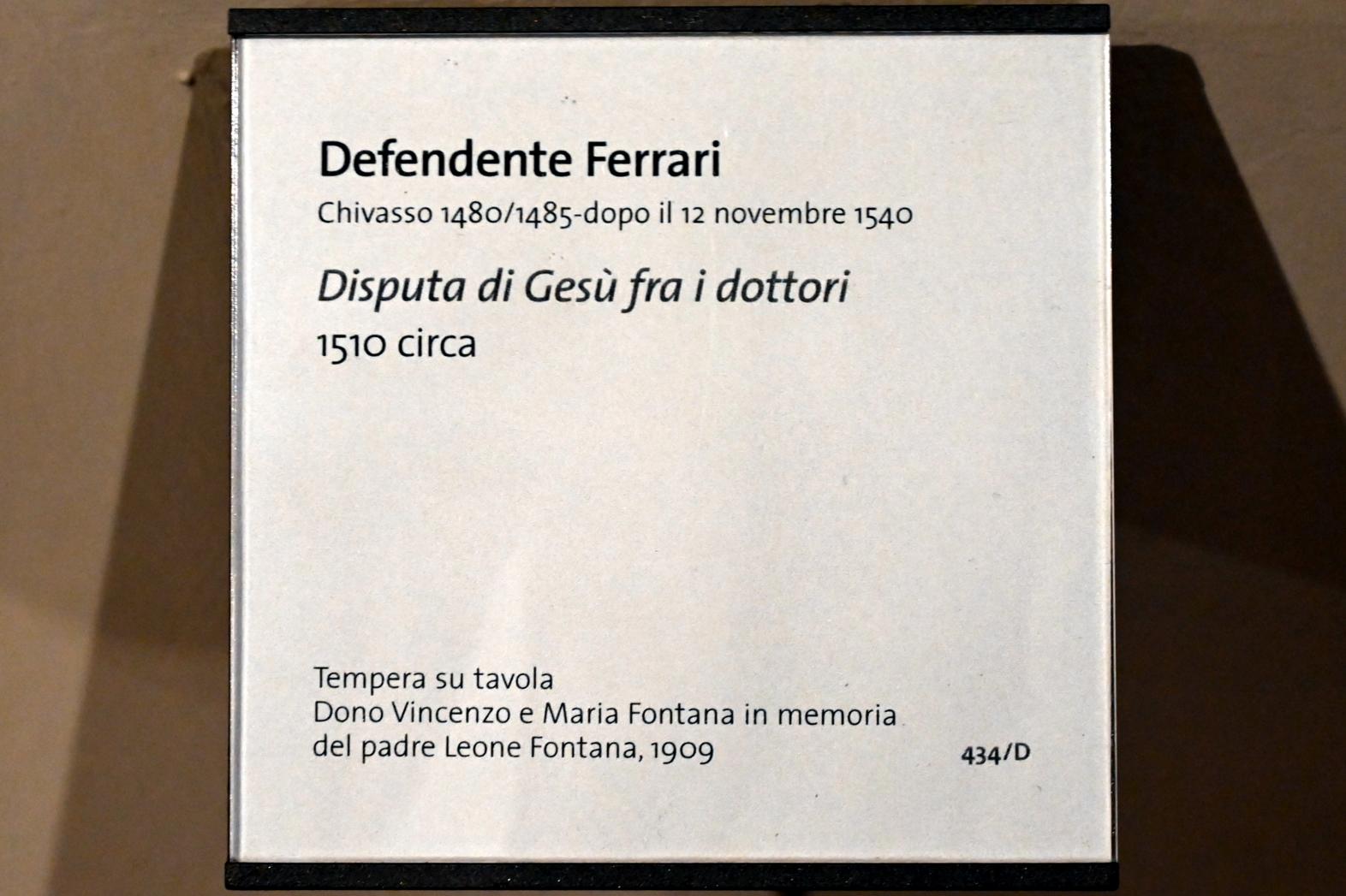 Defendente Ferrari (1504–1532), Jesus unter den Schriftgelehrten, Turin, Museo civico d'arte antica, Saal 6, um 1510, Bild 2/2