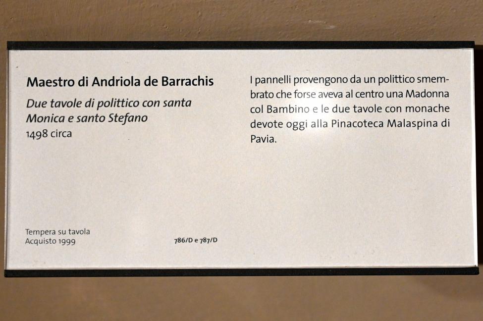 Maestro di Andriola de Barrachis (1498), Tafel eines Polyptychons mit der Heiligen Monika, Turin, Museo civico d'arte antica, Saal 6, um 1498, Bild 2/2