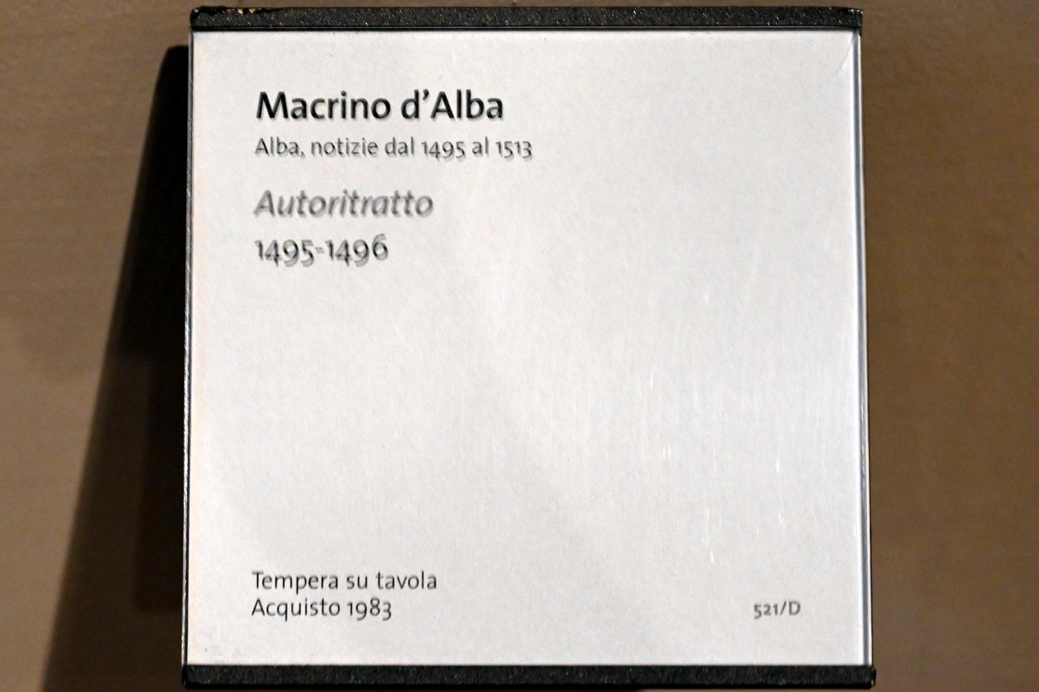 Macrino d'Alba (Gian Giacomo de Alladio) (1450–1495), Selbstporträt, Turin, Museo civico d'arte antica, Saal 6, 1495–1496, Bild 2/2