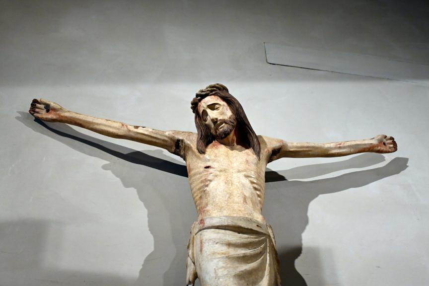 Macrino d'Alba (Gian Giacomo de Alladio) (1450–1495), Gekreuzigter, Sezzadio, Abbazia di Santa Giustina, jetzt Turin, Museo civico d'arte antica, Saal 6, um 1450, Bild 2/3