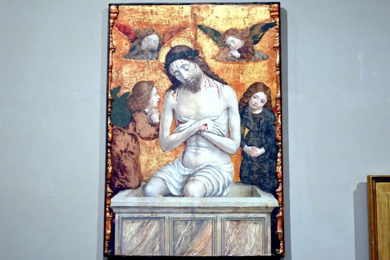 Giovanni Martino Spanzotti (Werkstatt) (1495–1505): Schmerzensmann und vier Engel, 1490–1500