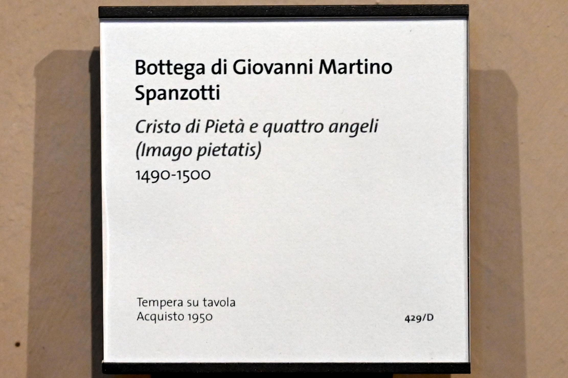 Giovanni Martino Spanzotti (Werkstatt) (1495–1505), Schmerzensmann und vier Engel, Turin, Museo civico d'arte antica, Saal 6, 1490–1500, Bild 2/2
