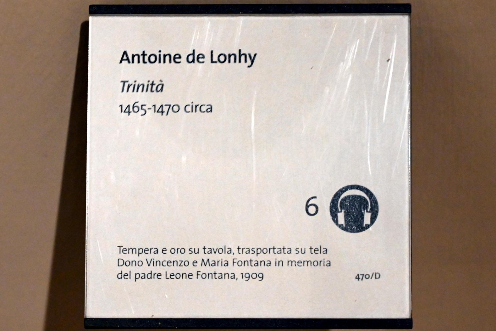 Antoine de Lonhy (1466–1498), Heilige Dreifaltigkeit (Gnadenstuhl), Turin, Museo civico d'arte antica, Saal 7, um 1465–1470, Bild 2/2