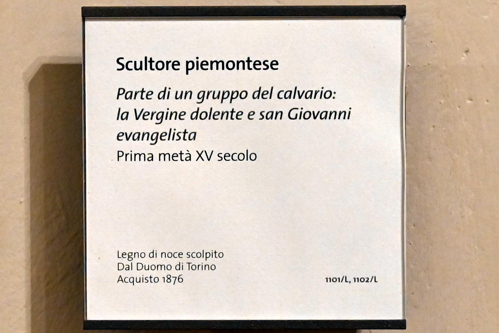 Apostel Johannes als Teil einer Kreuzigungsgruppe, Turin, Turiner Dom, jetzt Turin, Museo civico d'arte antica, Saal 8, 1. Hälfte 15. Jhd., Bild 2/2