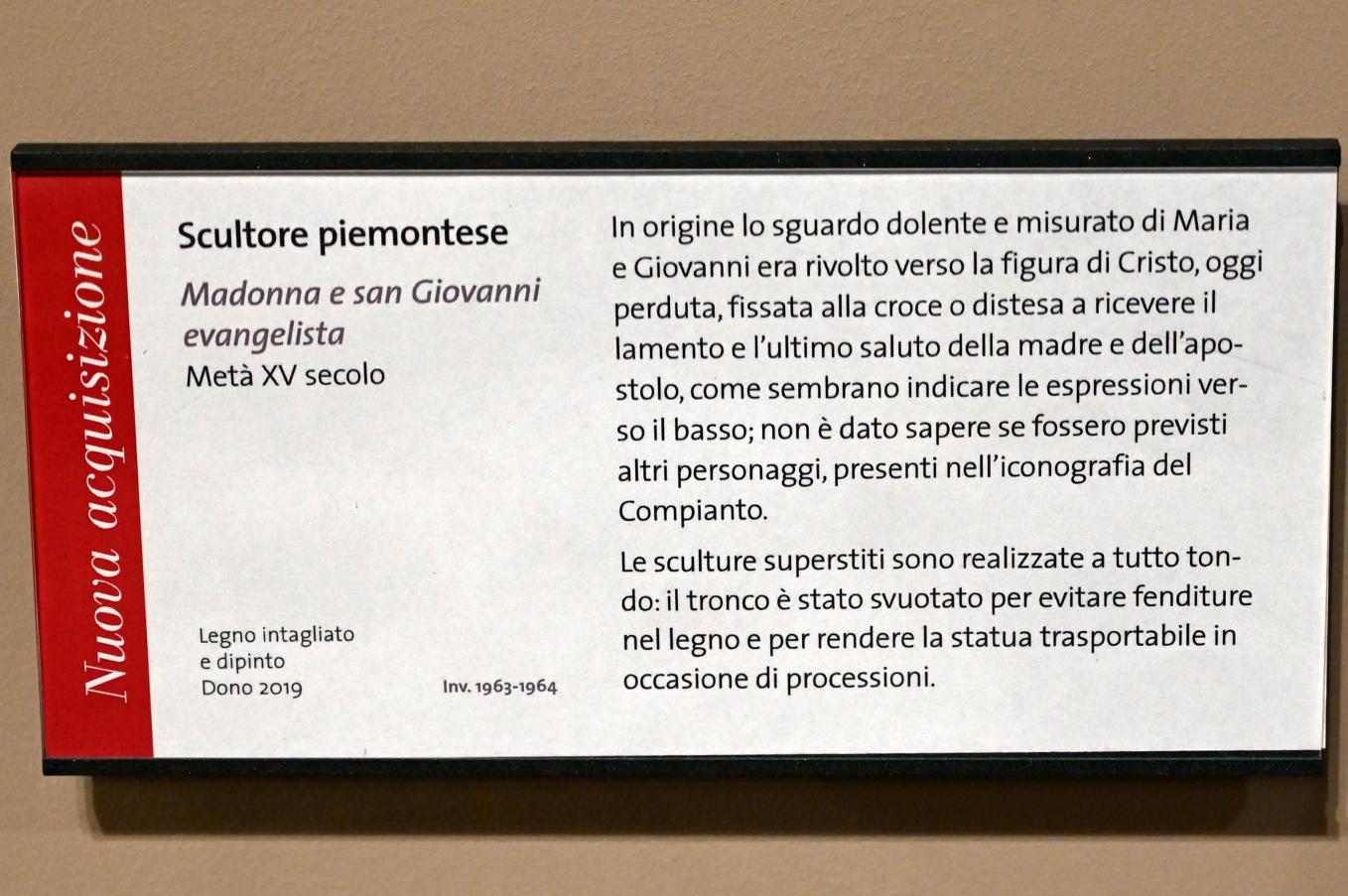 Maria und Apostel Johannes, Turin, Museo civico d'arte antica, Saal 8, Mitte 15. Jhd., Bild 4/4