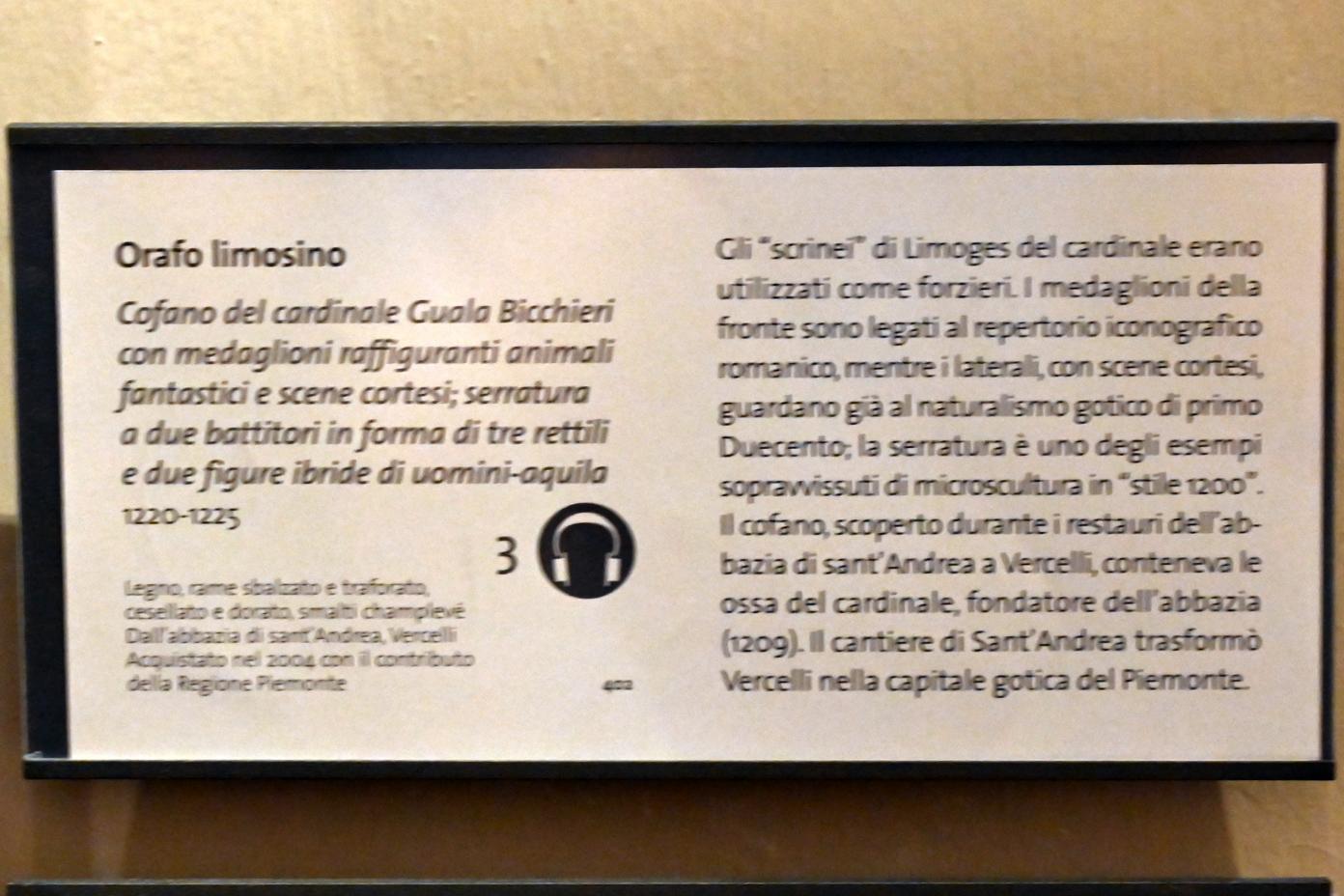 Truhe des Kardinals Guala Bicchieri mit Medaillons, Vercelli, Abbazia di Sant'Andrea, jetzt Turin, Museo civico d'arte antica, Saal 8, 1220–1225, Bild 3/3