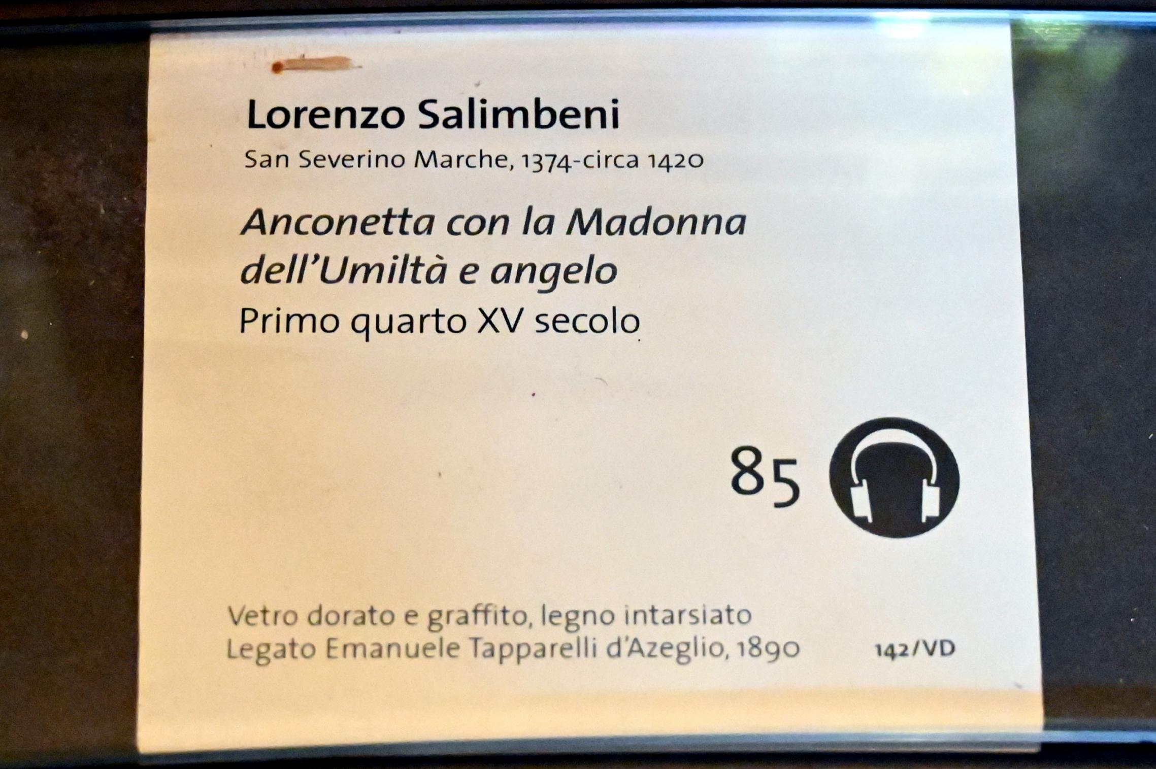 Lorenzo Salimbeni (1418), Anconetta (Täfelchen) mit der Madonna der Demut und Engel, Turin, Museo civico d'arte antica, Saal 9, 1. Viertel 15. Jhd., Bild 2/2