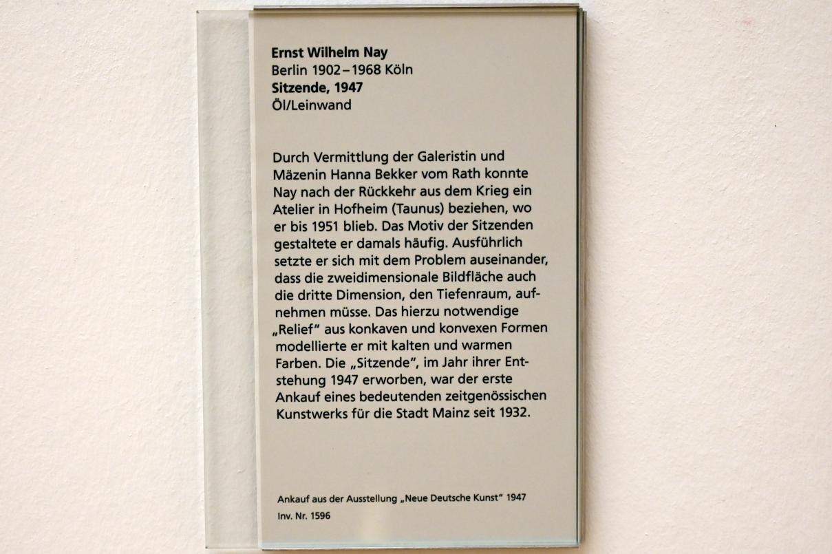 Ernst Wilhelm Nay (1935–1967), Sitzende, Mainz, Landesmuseum, Moderne, Saal 1, 1947, Bild 2/2