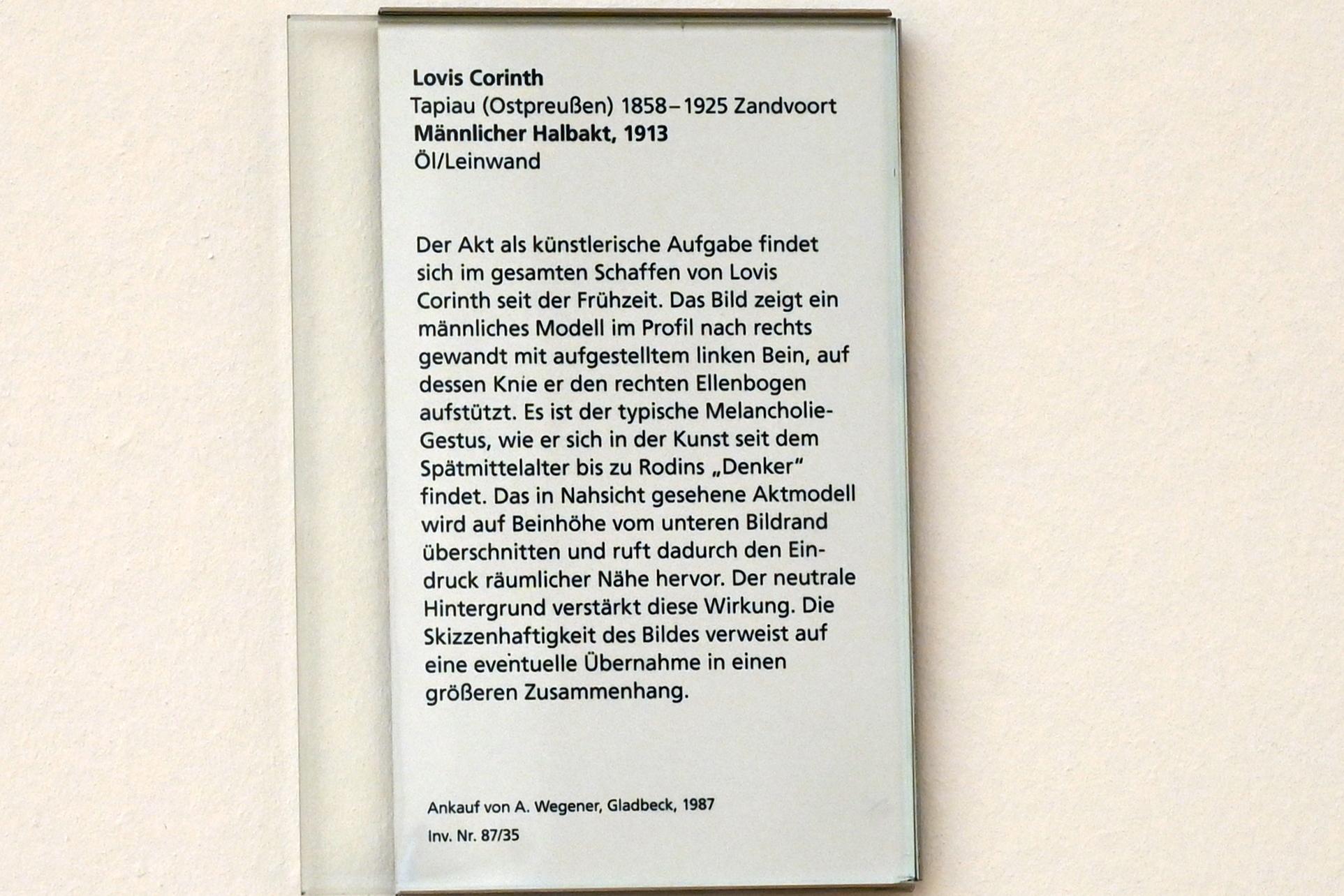 Lovis Corinth (1891–1925), Männlicher Halbakt, Mainz, Landesmuseum, Moderne, Saal 1, 1913, Bild 2/2