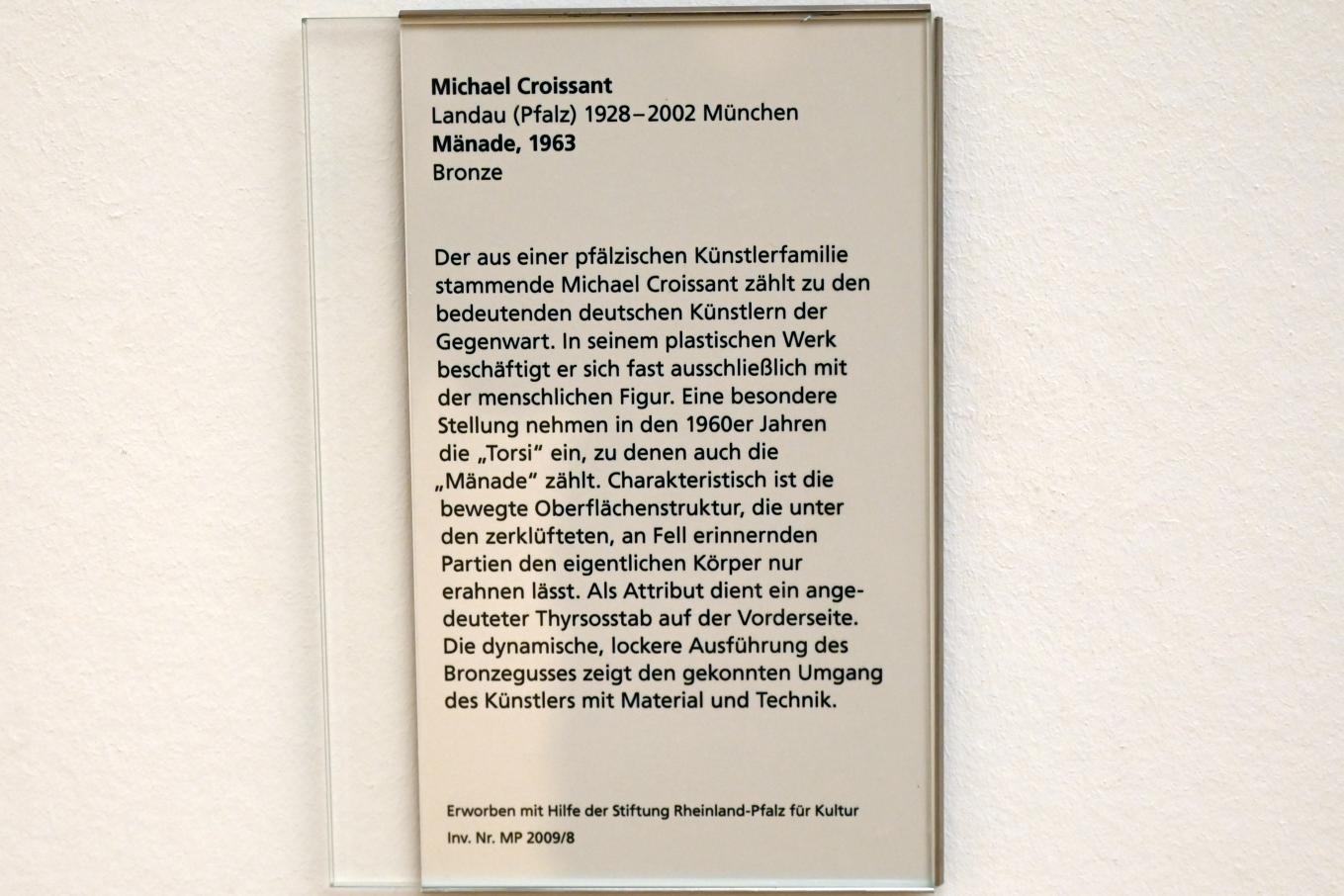 Michael Croissant (1963–1993), Mänade, Mainz, Landesmuseum, Moderne, Saal 2, 1963, Bild 3/3
