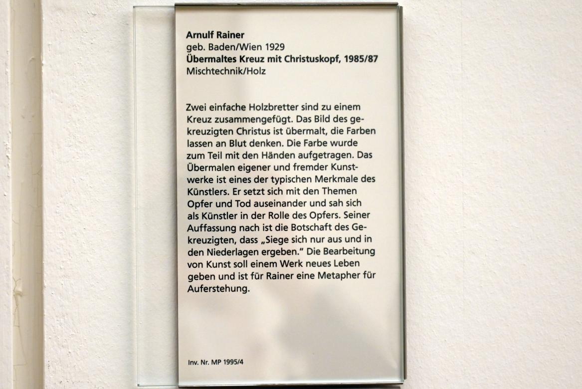Arnulf Rainer (1956–1991), Übermaltes Kreuz mit Christuskopf, Mainz, Landesmuseum, Moderne, Saal 3, 1985–1987, Bild 2/2