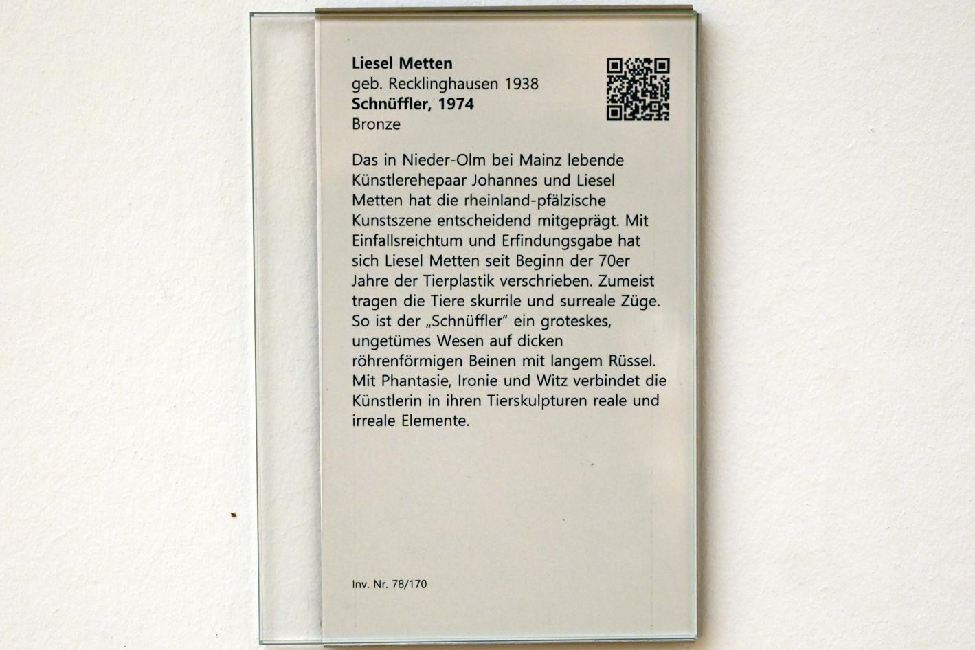 Liesel Metten (1974), Schnüffler, Mainz, Landesmuseum, Moderne, Saal 7, 1974, Bild 4/4