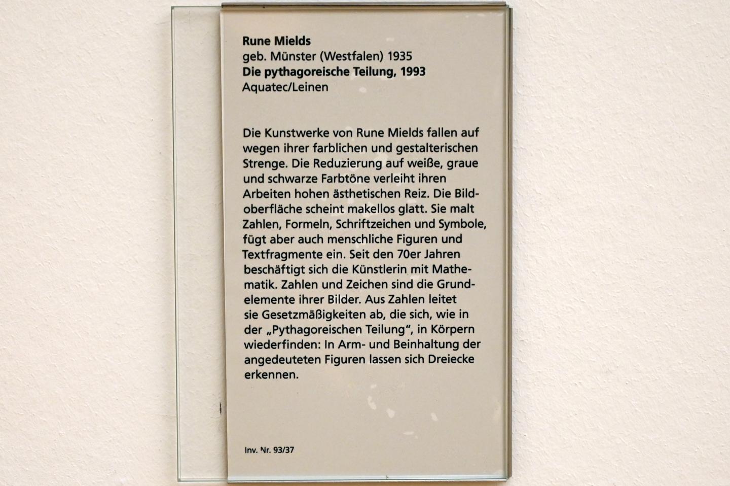 Rune Mields (1993), Die pythagoreische Teilung, Mainz, Landesmuseum, Moderne, Saal 8, 1993, Bild 2/2