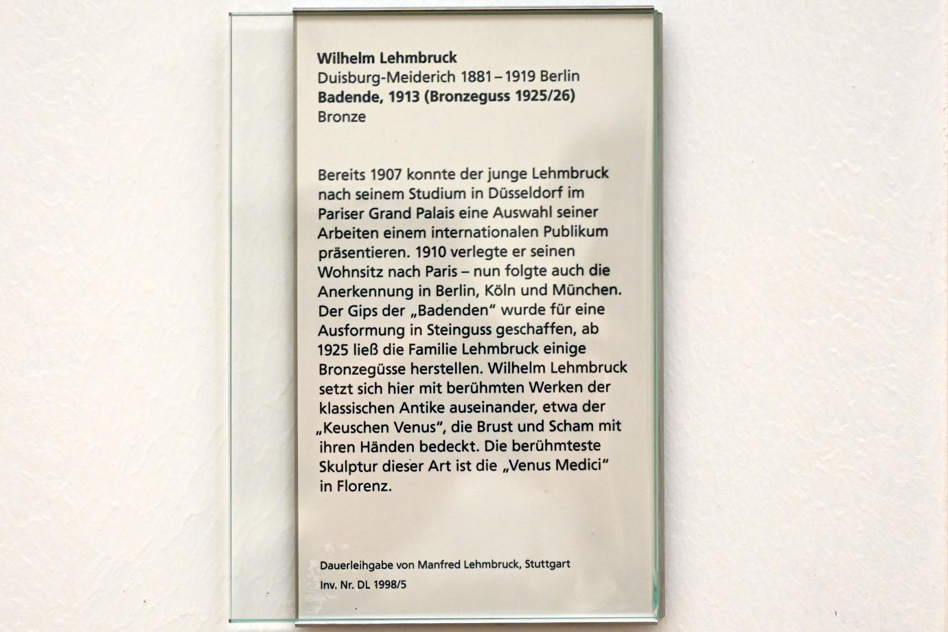 Wilhelm Lehmbruck (1909–1918), Badende, Mainz, Landesmuseum, Moderne, Saal 10, 1913, Bild 5/5