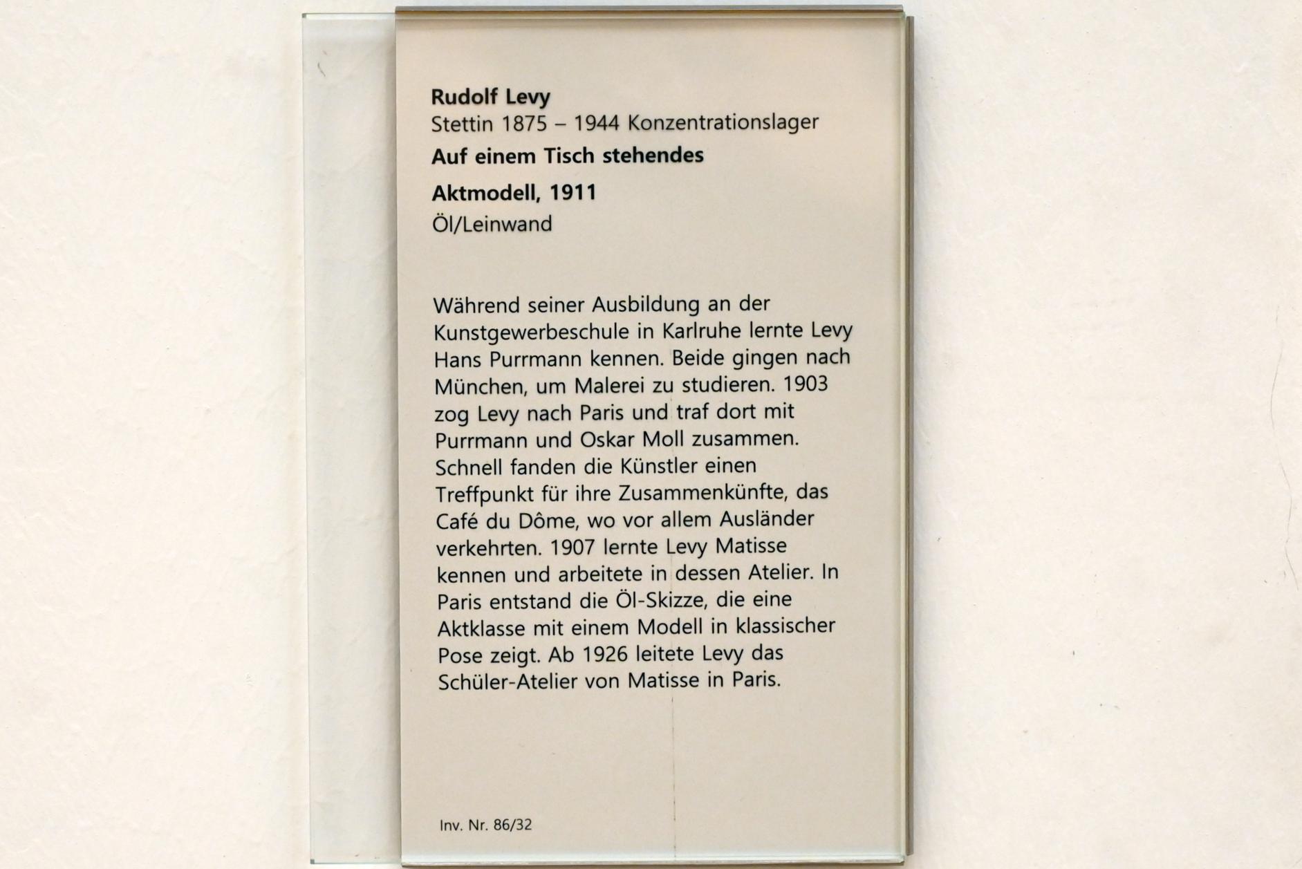 Rudolf Levy (1909–1931), Auf dem Tisch stehendes Aktmodell, Mainz, Landesmuseum, Moderne, Saal 10, 1911, Bild 2/2