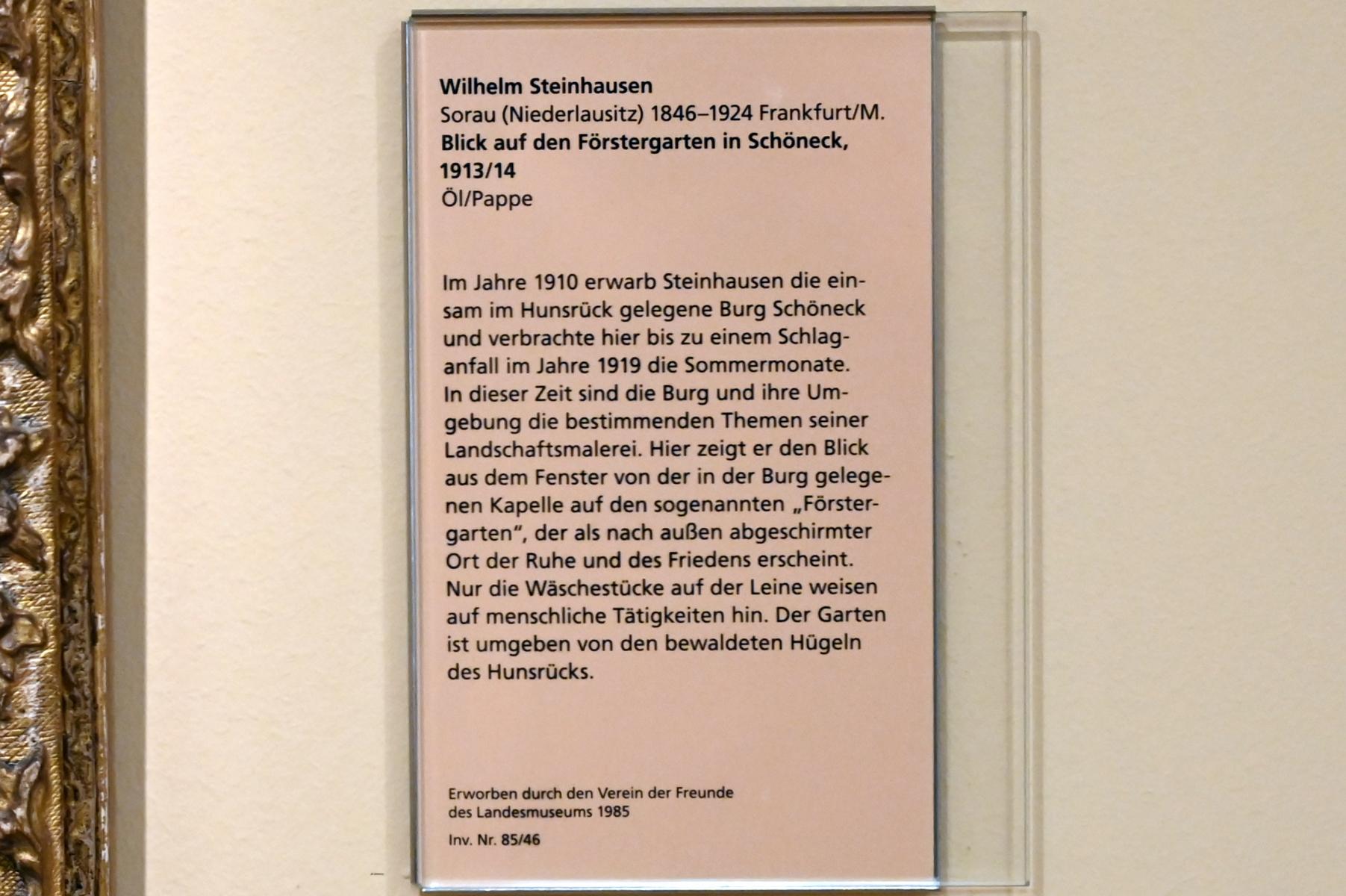 Wilhelm Steinhausen (1913), Blick auf den Förstergarten in Schönbeck, Mainz, Landesmuseum, Kunst um 1900, 1913–1914, Bild 2/2