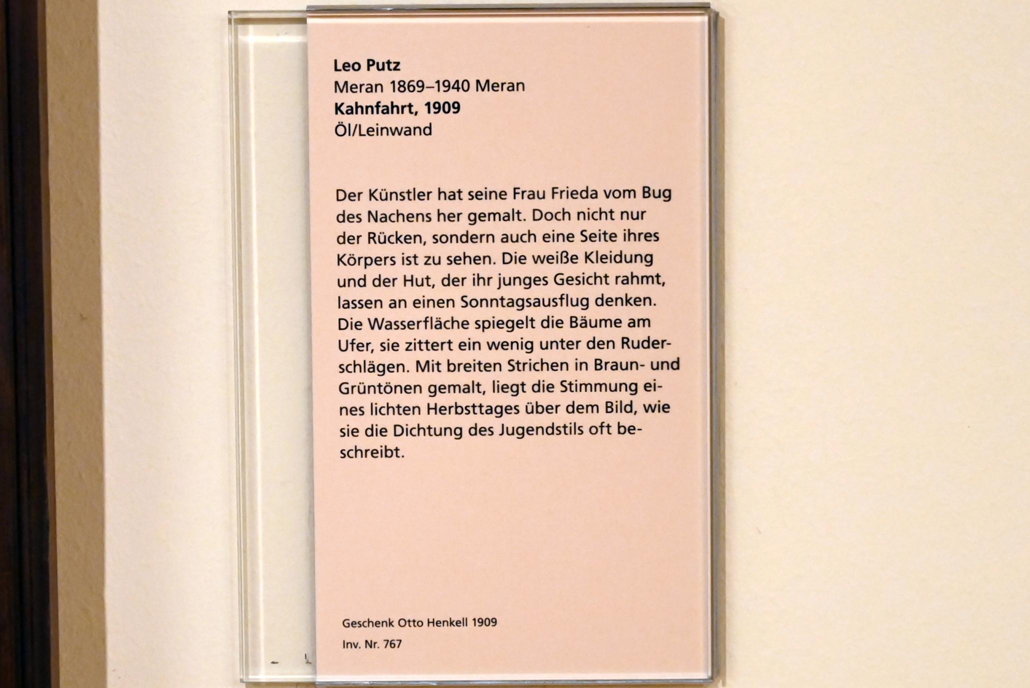 Leo Putz (1907–1909), Kahnfahrt, Mainz, Landesmuseum, Kunst um 1900, 1909, Bild 2/2