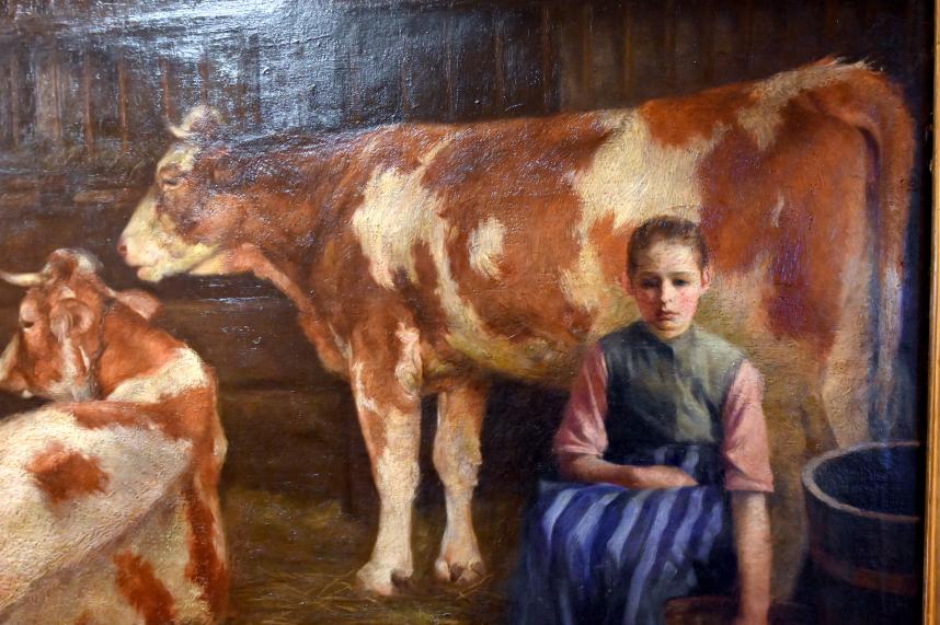 Peter Halm (1890), Magd im Kuhstall, Mainz, Landesmuseum, Kunst um 1900, um 1890, Bild 2/3