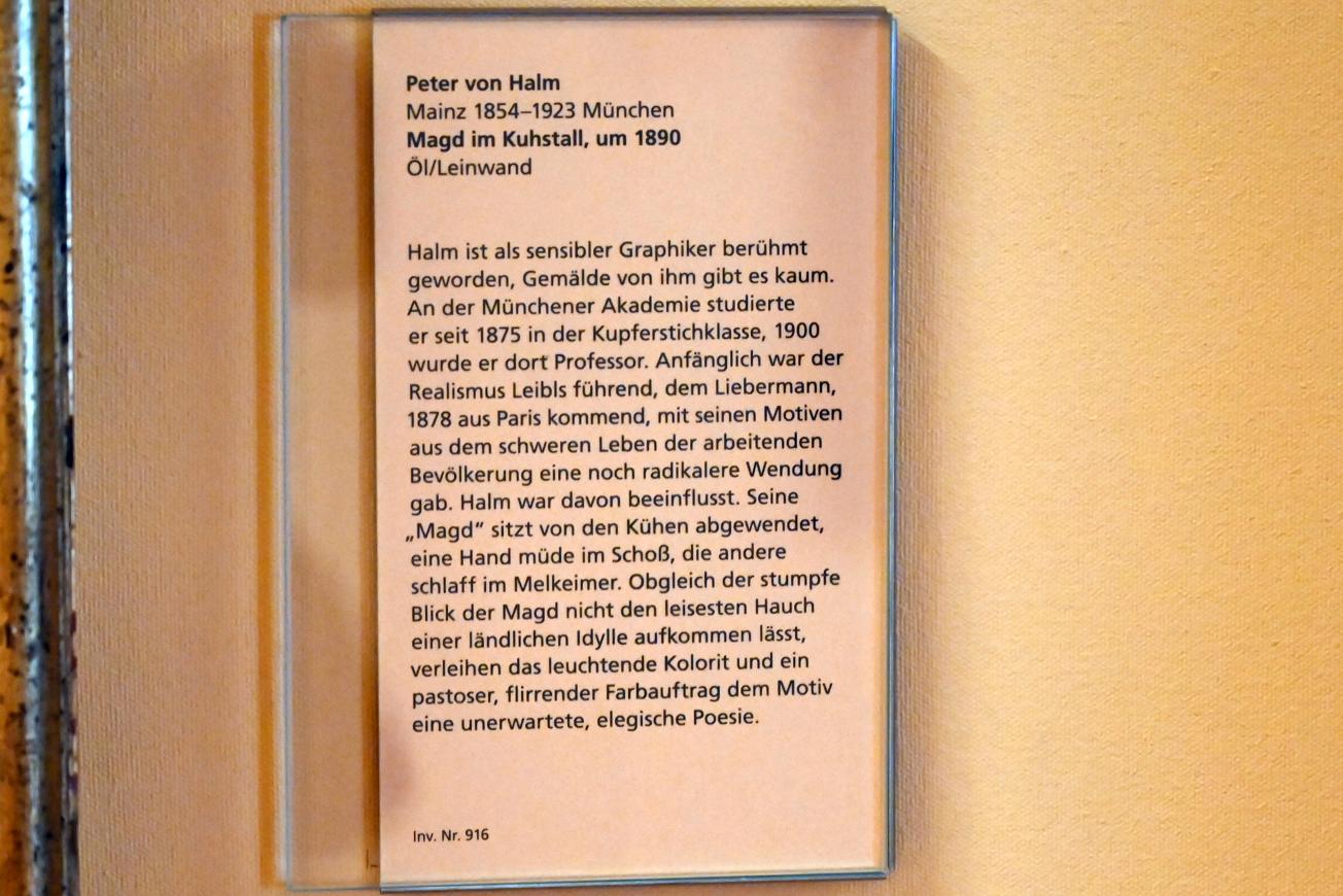 Peter Halm (1890), Magd im Kuhstall, Mainz, Landesmuseum, Kunst um 1900, um 1890, Bild 3/3
