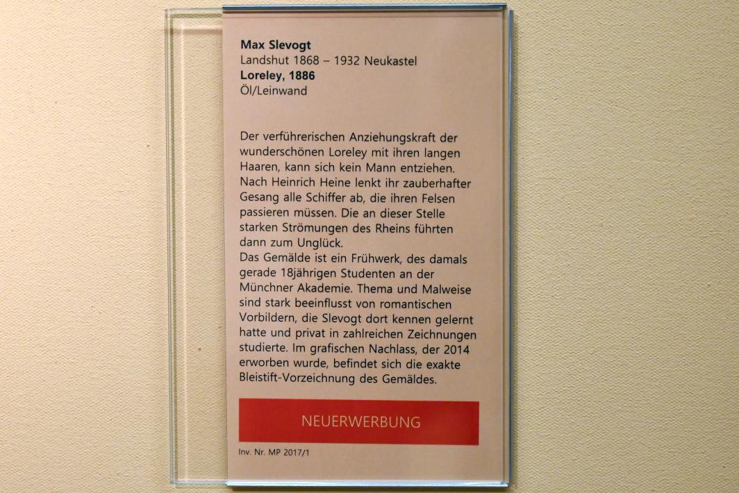 Max Slevogt (1886–1931), Loreley, Mainz, Landesmuseum, Kunst um 1900, 1886, Bild 2/2