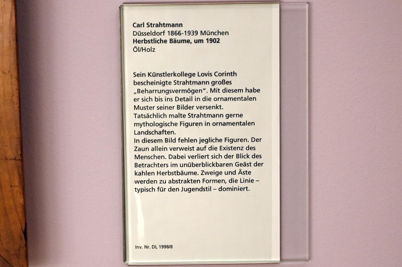 Carl Strathmann (1902–1913), Herbstliche Bäume, Mainz, Landesmuseum, Jugendstil, um 1902, Bild 2/2