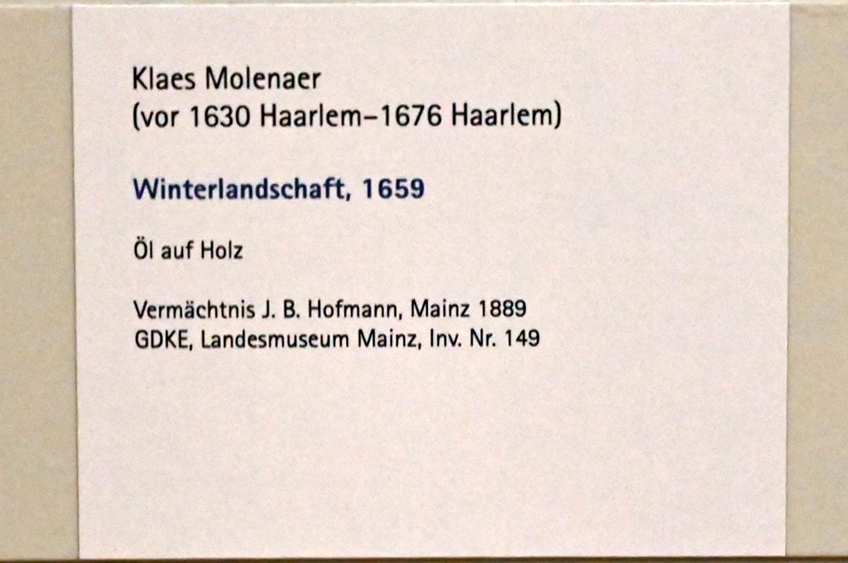 Nicolaes Molenaer (1659), Winterlandschaft, Mainz, Landesmuseum, Graphische Sammlung, 1659, Bild 2/2