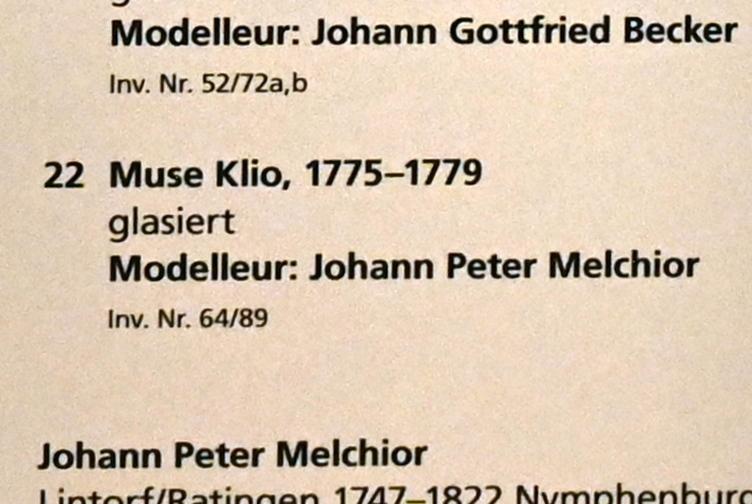 Johann Peter Melchior (1751–1790), Muse Klio, Mainz, Landesmuseum, Mainzer Barock, 1775–1779, Bild 2/2