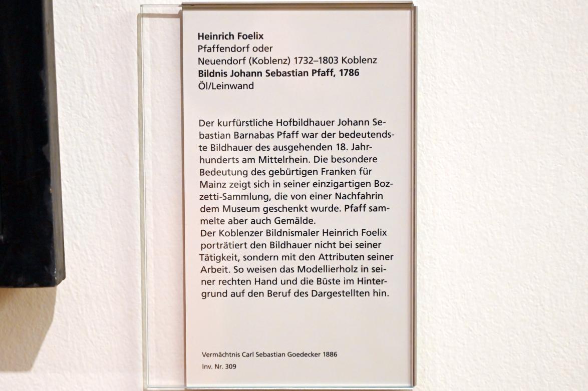 Heinrich Foelix (1786), Bildnis Johann Sebastian Pfaff, Mainz, Landesmuseum, Mainzer Barock, 1786, Bild 2/2