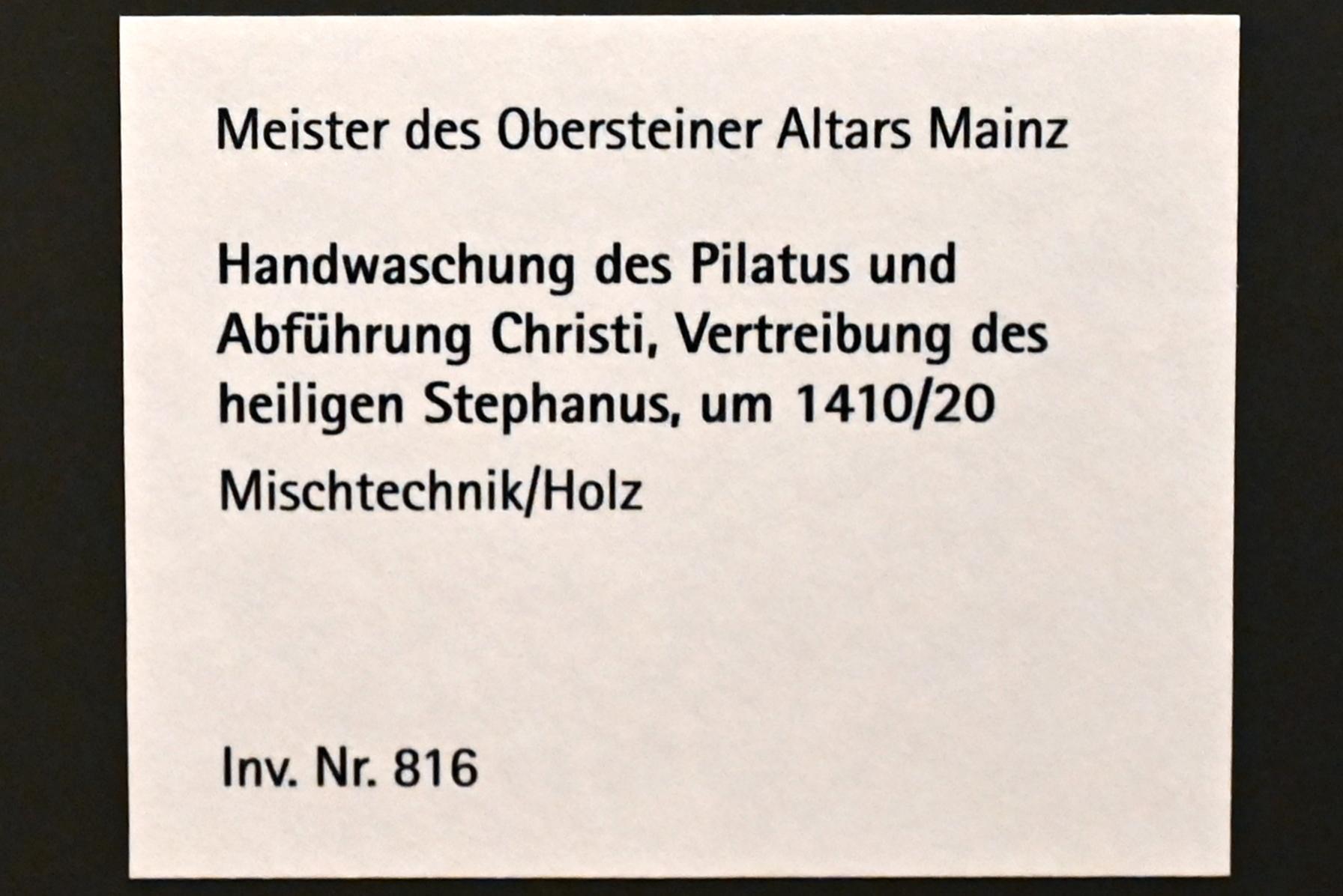 Meister des Obersteiner Altars (1410–1415), Handwaschung des Pilatus und Abführung Christi, Mainz, Landesmuseum, Schaudepot, um 1410–1420, Bild 2/2