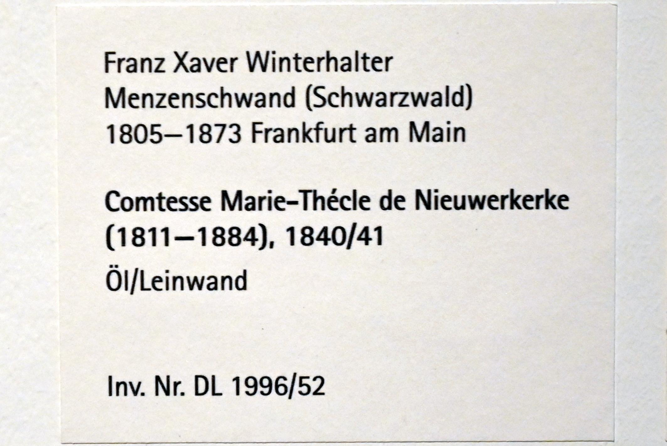 Franz Xaver Winterhalter (1840–1872), Comtesse Marie-Thécle de Nieuwerkerke (1811-1884), Mainz, Landesmuseum, Schaudepot, 1840–1841, Bild 2/2