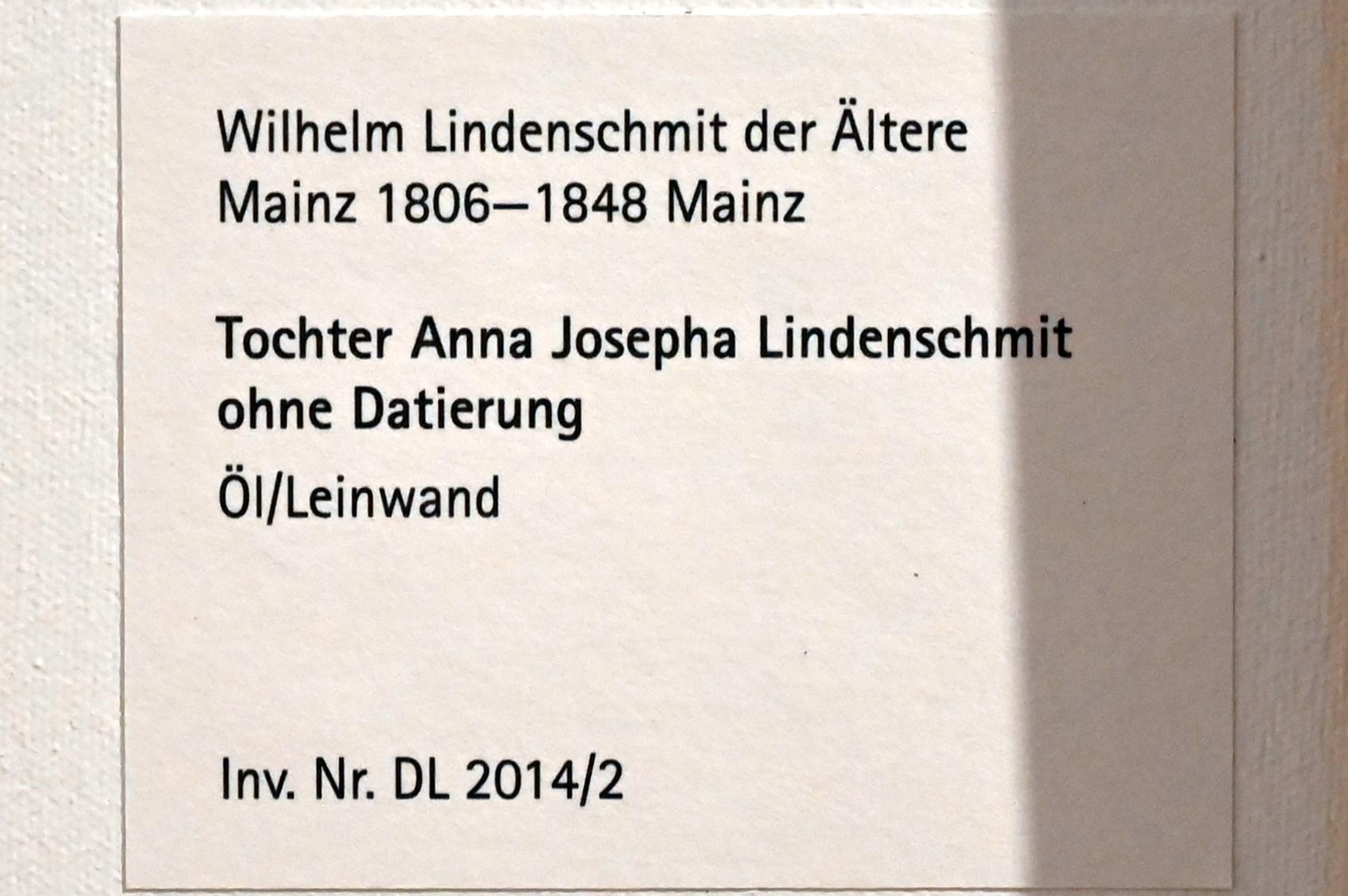 Wilhelm Lindenschmit der Ältere (1836), Tochter Anna Josepha Lindenschmit, Mainz, Landesmuseum, Schaudepot, Undatiert, Bild 2/2