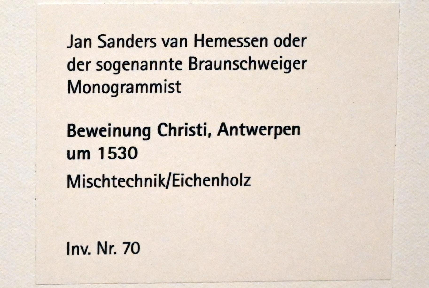 Jan Sanders van Hemessen (1530–1555), Beweinung Christi, Mainz, Landesmuseum, Schaudepot, um 1530, Bild 2/2