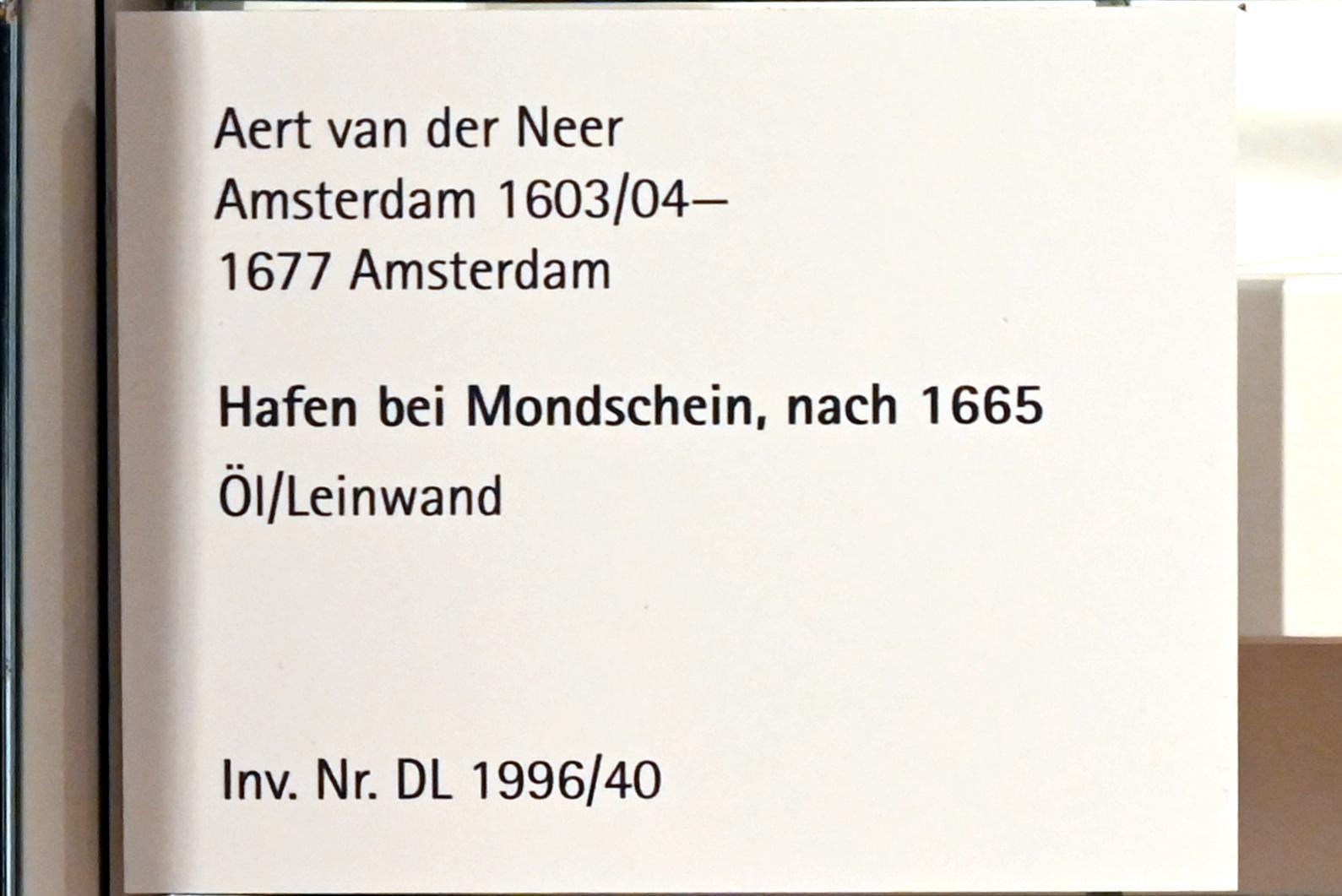 Aert van der Neer (1635–1667), Hafen bei Mondschein, Mainz, Landesmuseum, Schaudepot, nach 1665, Bild 2/2