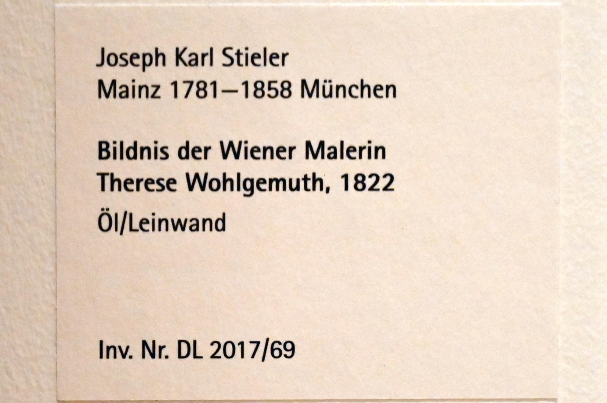 Joseph Karl Stieler (1819–1856), Bildnis der Wiener Malerin Therese Wohlgemuth, Mainz, Landesmuseum, Schaudepot, 1822, Bild 2/2