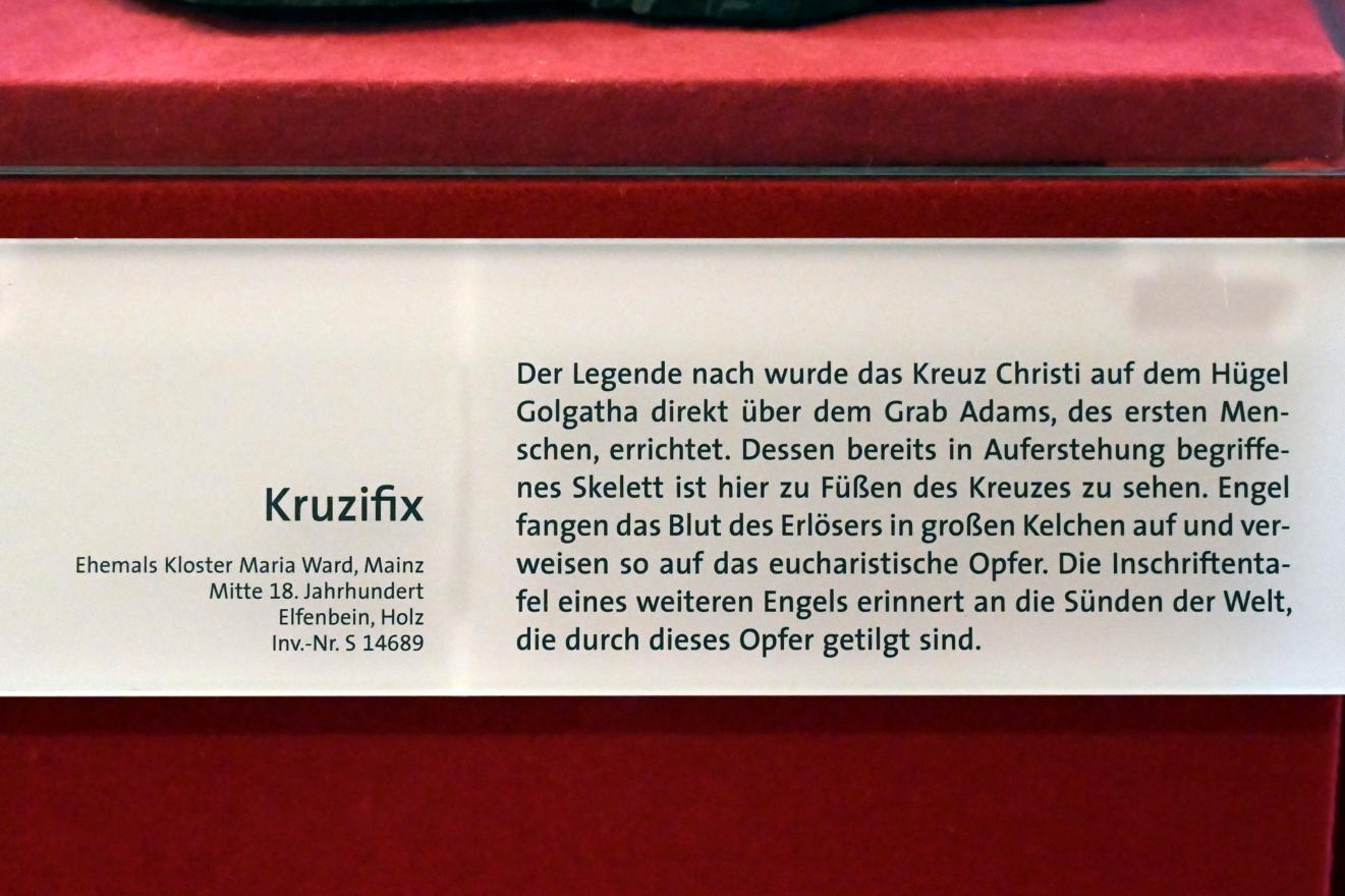 Kruzifix, Mainz, ehem. Kloster Maria Ward, jetzt Mainz, Dom- und Diözesanmuseum, Mitte 18. Jhd., Bild 2/2