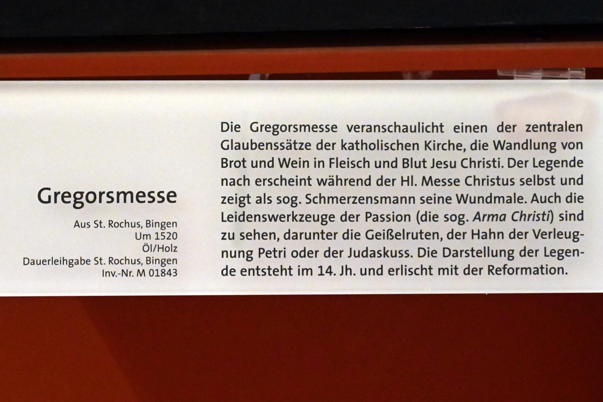 Gregorsmesse, Bingen am Rhein, St.-Rochus-Kapelle, jetzt Mainz, Dom- und Diözesanmuseum, um 1520, Bild 3/3